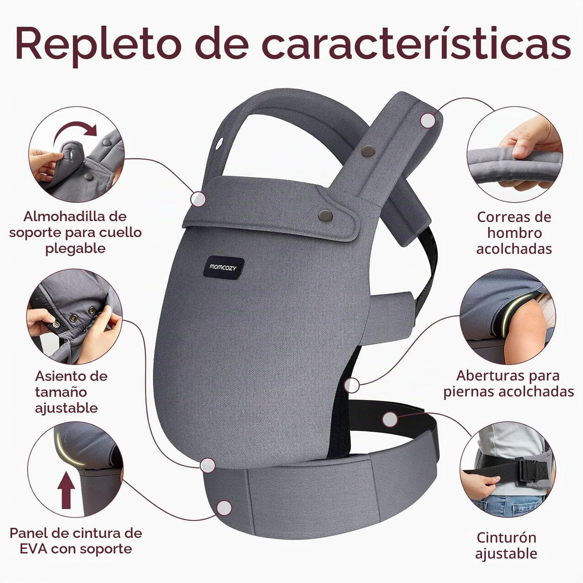 Momcozy Portabebés, Capacidad de Peso de 3,2 kg a 20,4 kg