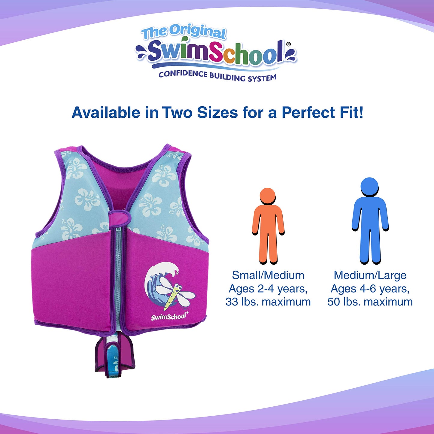 Chaleco de Natación SwimSchool Rosa Aguamarina con Hombros Acolchados para Niños