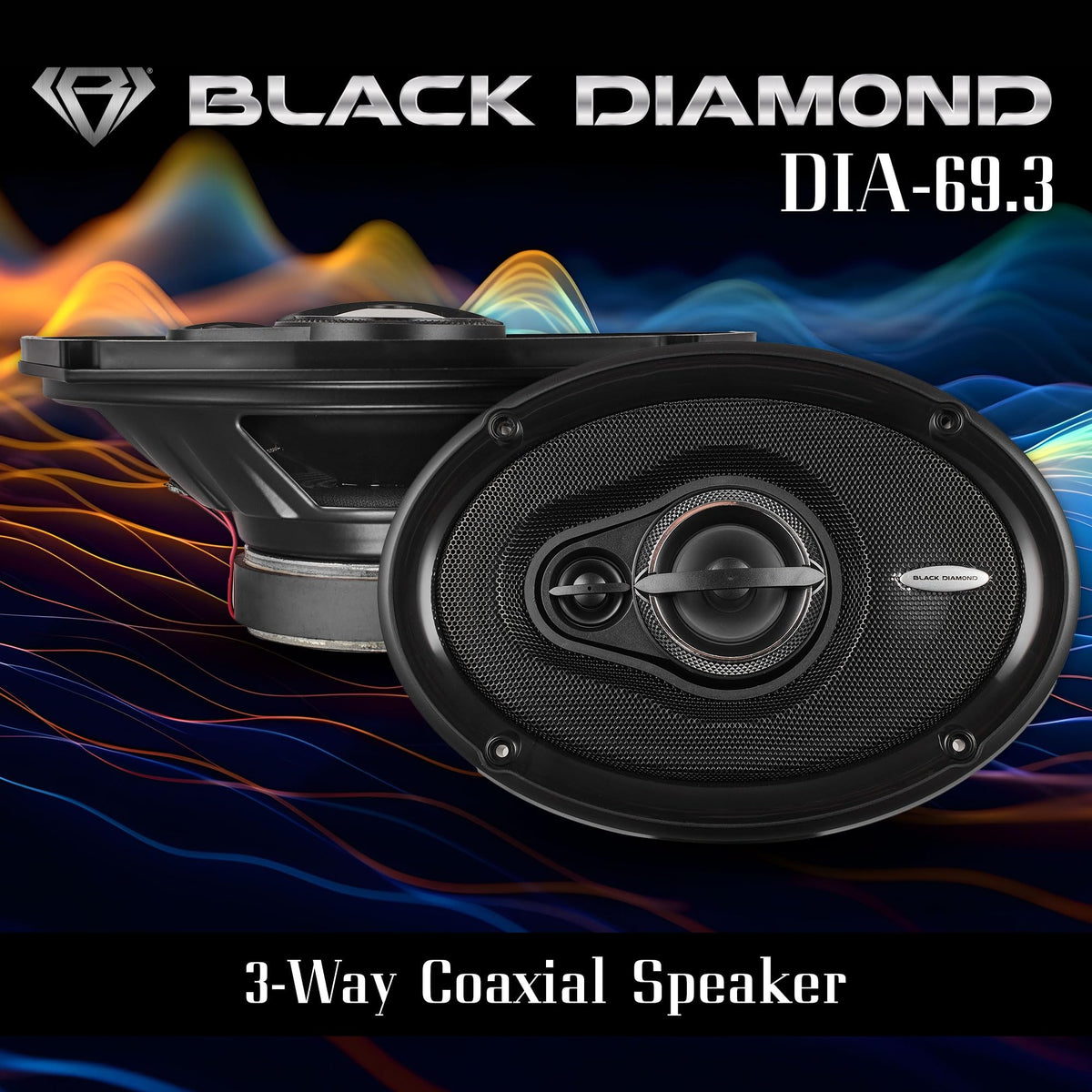 Altavoces Coaxiales Black Diamond Negros 3 Vías 6 x 9 270 Vatios para Coche