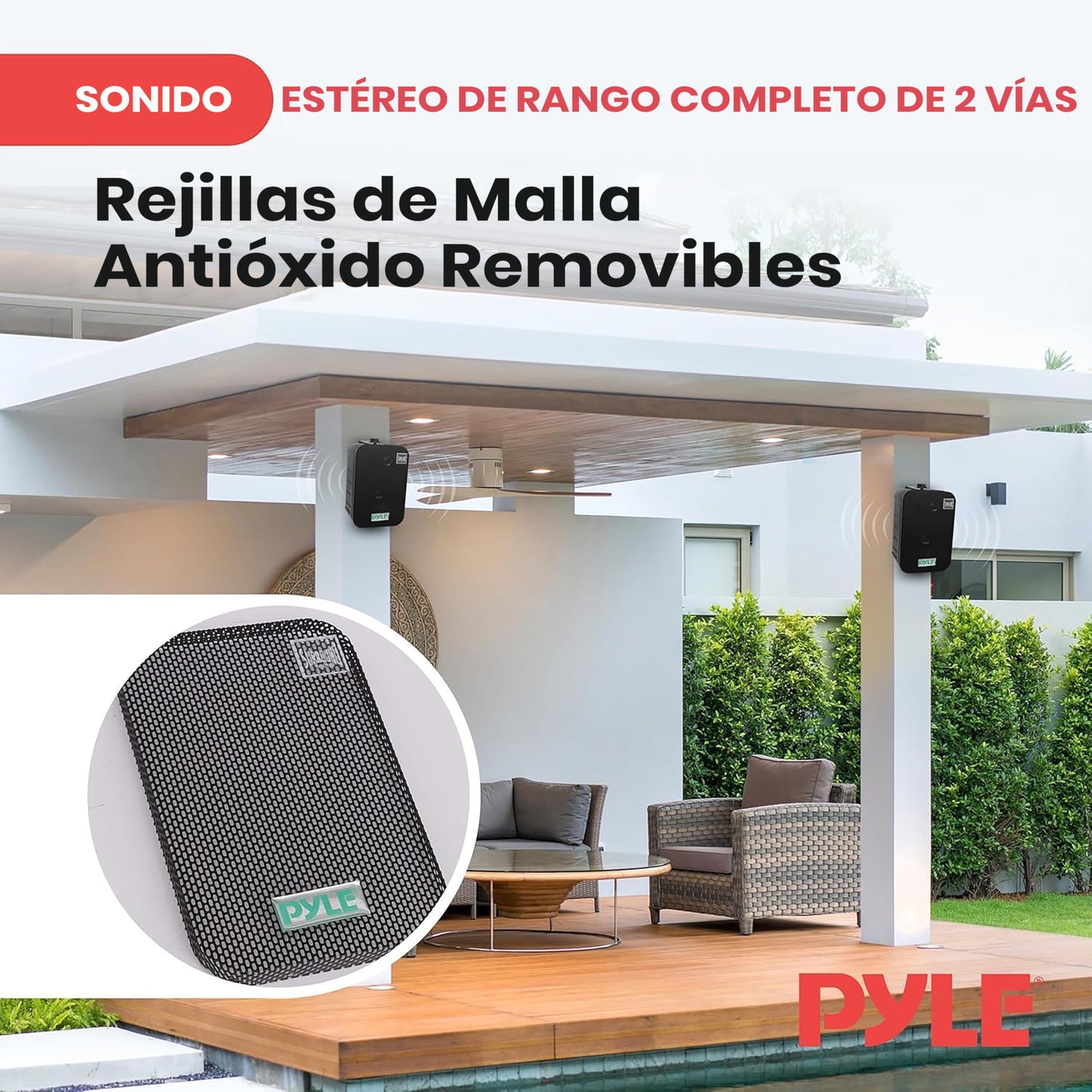 Pyle Home PDWR50B 6.5". Bocinas Contra Agua para Interiores y Exteriores, Negros