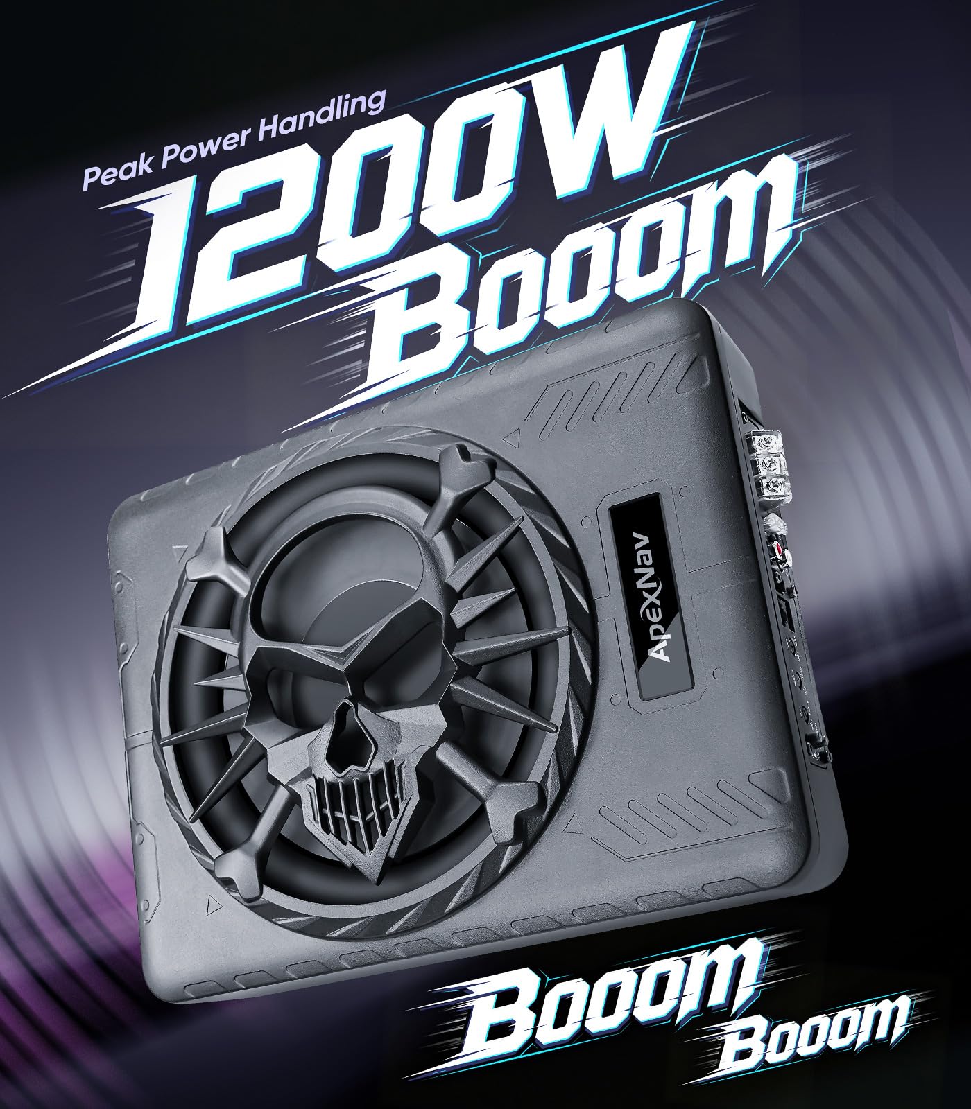 Subwoofer de 10 pulgadas y 1200 W delgado para debajo del asiento, subwoofer de audio para coche/camión y paquete de amplificador, subwoofer de graves puros con luz ambiental LED (subwoofer + kit de