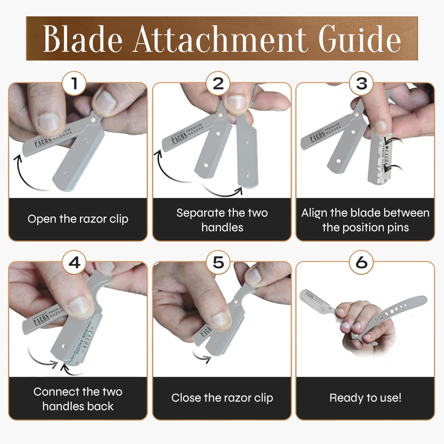 100 Blades + Facón Classic Professional Straight Edge Barber Razor - Salon Quality Cut Throat Shavette