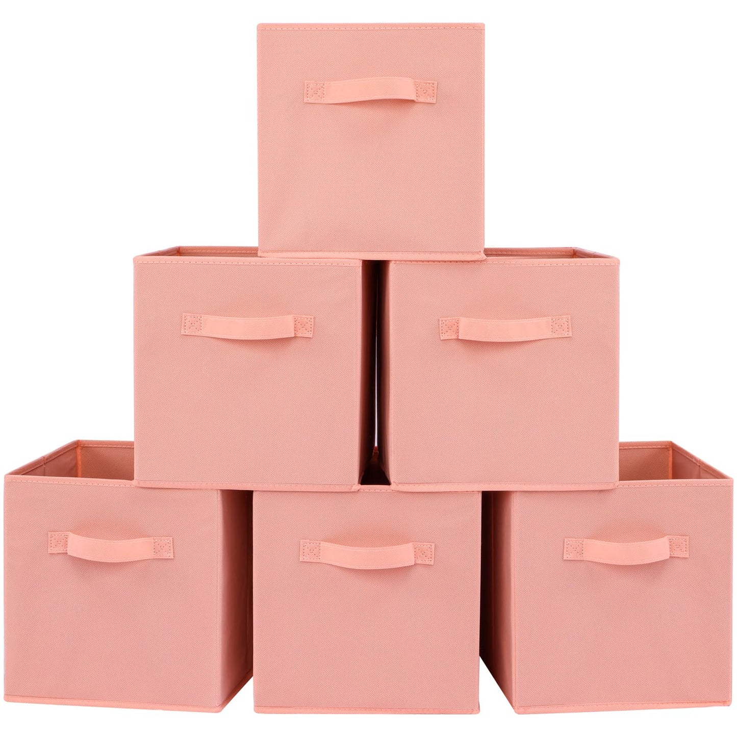 Cubos de tela para almacenamiento, paquete de 6, cubos de almacenamiento duraderos de colores divertidos con asas, Peachpuff