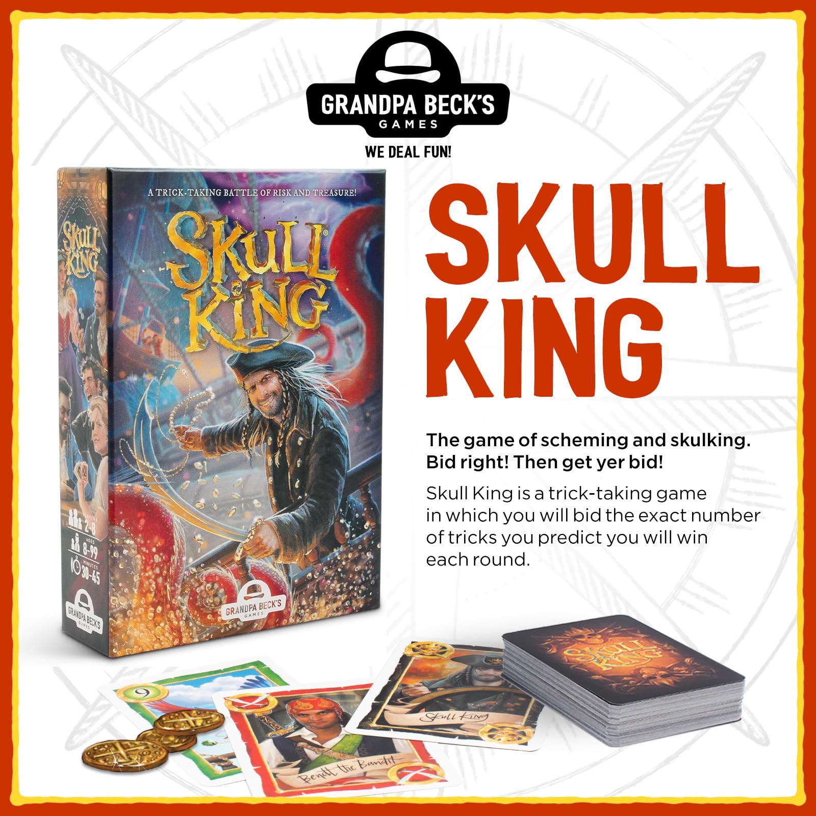 Juego de Cartas Skull King Grandpa Beck's Games Pirata para de 2 a 8 Jugadores