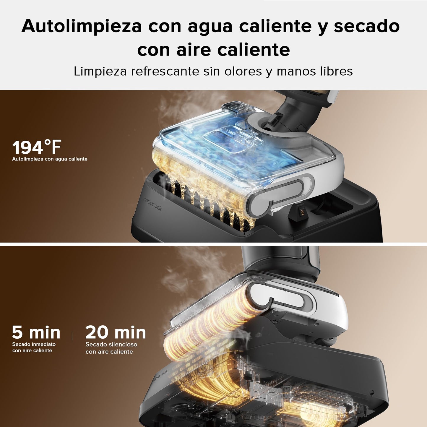 Aspiradora Inalámbrica roborock F25 Húmedo y Seco con Mopa Sin Enredos 20 000 Pa