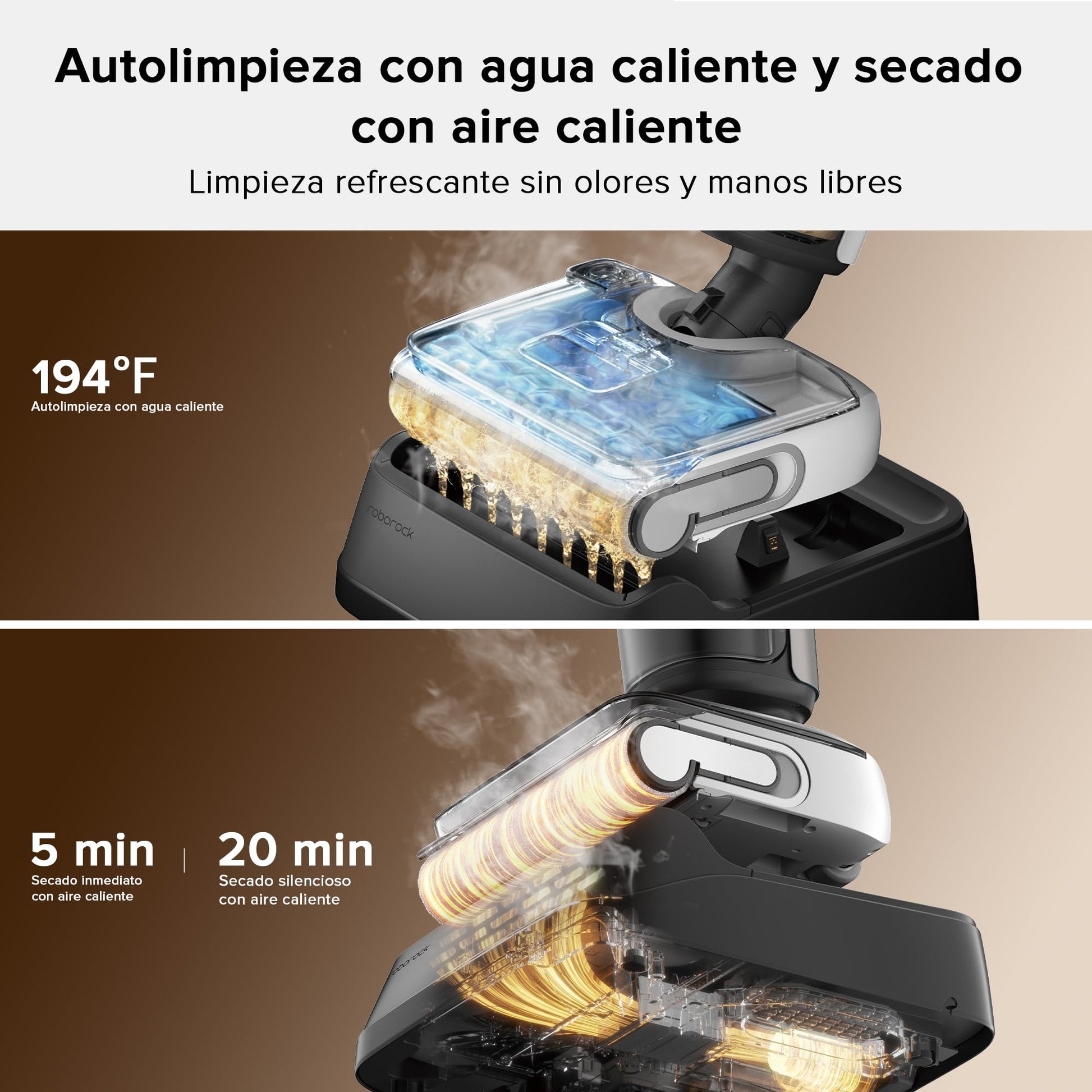 Aspiradora Inalámbrica roborock F25 Húmedo y Seco con Mopa Sin Enredos 20 000 Pa