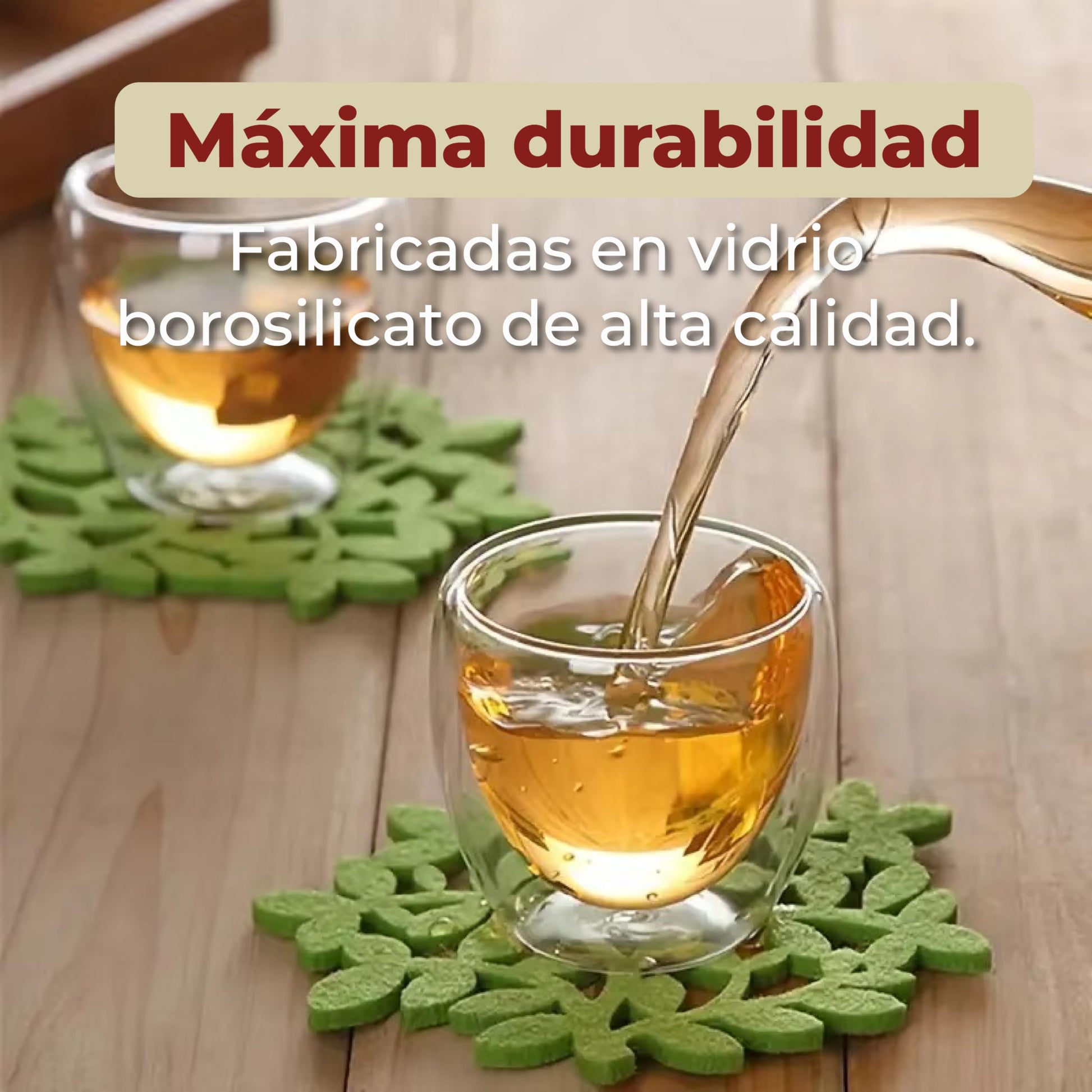Juego de Tazas de Vidrio Doble Pared Mebix Transparente con Aislamiento Térmico para Café Espresso