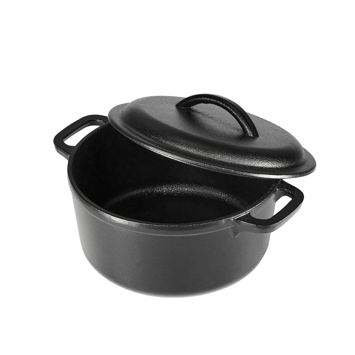 Amazon Basics - Horno holandés de hierro fundido presazonado con doble asa, 2 cuartos
