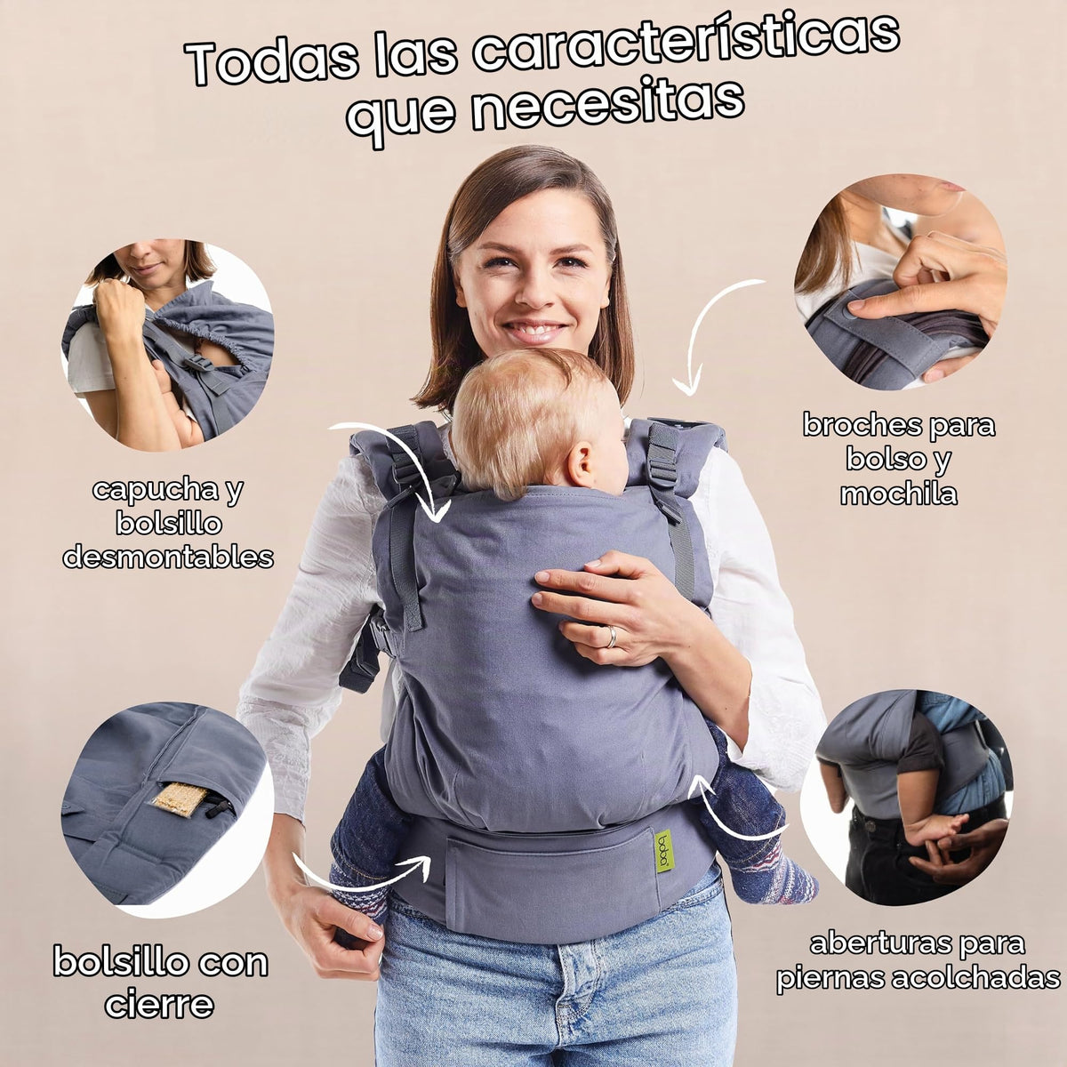 Mochila Evolutiva Portabebé Boba X (Grey)