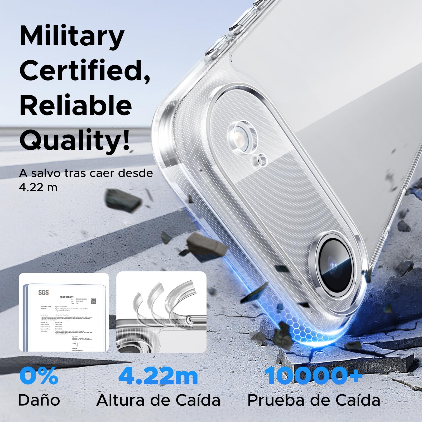 UGREEN Funda para iPhone Air, Transparente Carcasa de TPU, Anti-Amarillo Case, SGS 1.2 m Protección Anti-caídas, HD Bordes Suaves, Antiarañazos, Alta Transparencia con Cámaras Cubiertas