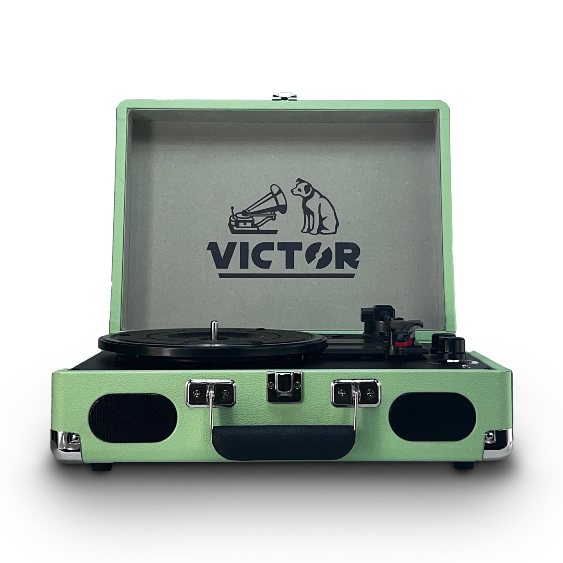 Tocadiscos Victor Metro Plus Bluetooth Negro Recargable con Altavoces Estéreo Integrados y Salida RCA