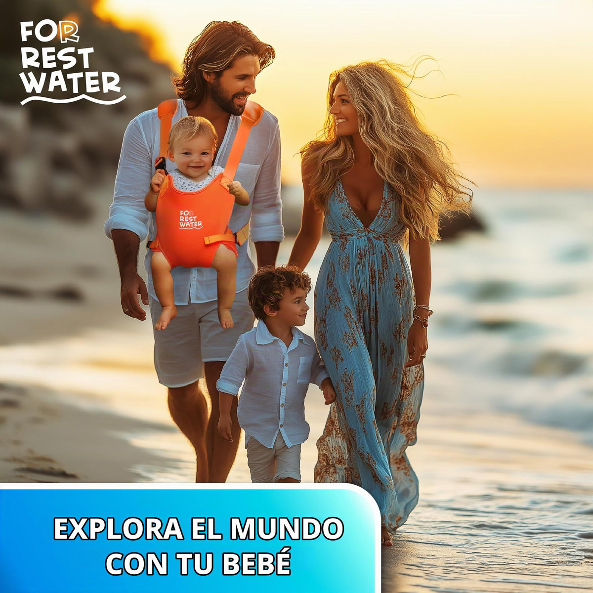 Portabebés para agua de descanso – Eslinga ergonómica de neopreno de alta calidad para diversión en agua y tierra cálida y segura (4-24 meses) – Arnés ajustable para bebés y niños pequeños (Orange)
