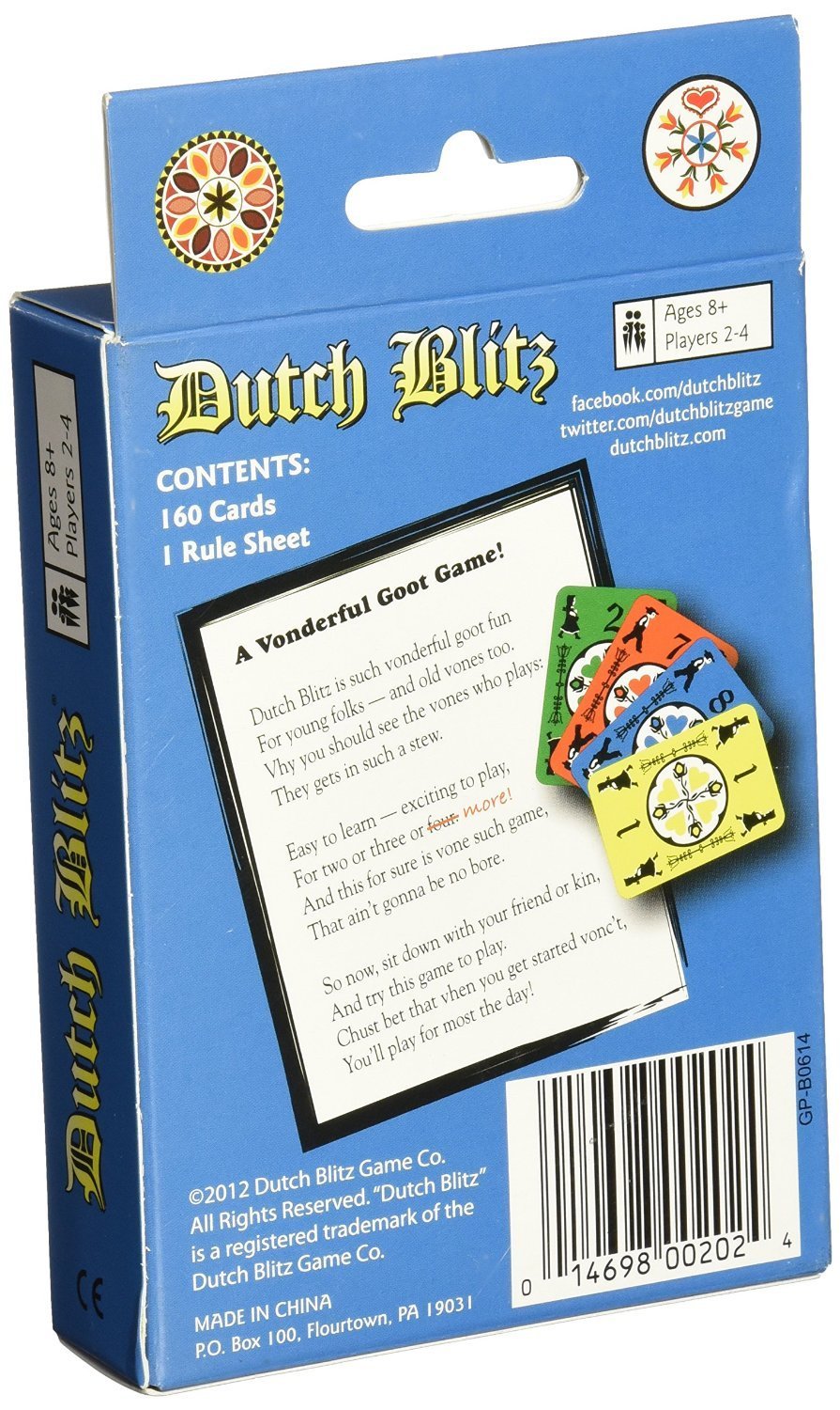 Dutch Blitz: Paquete de expansión, utiliza el paquete de expansión solo o con la baraja original para jugar con hasta 8 jugadores, 4 nuevos colores de cartas, diversión rápida para todos, para edades de 8 años en adelante