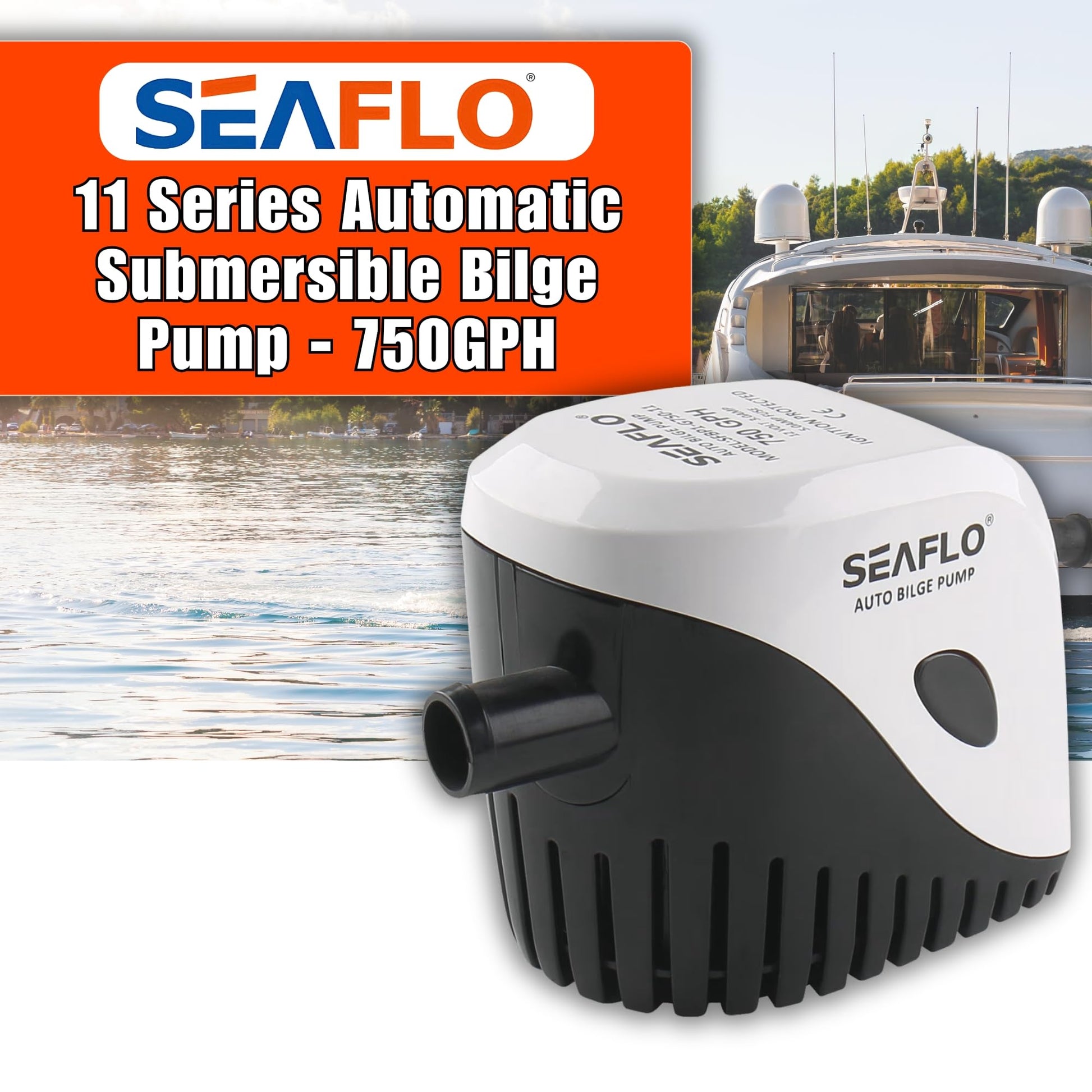12v Automatic Submersible Boat Bilge Water Pump 12v 750gph Auto with Float Switch by Seaflo