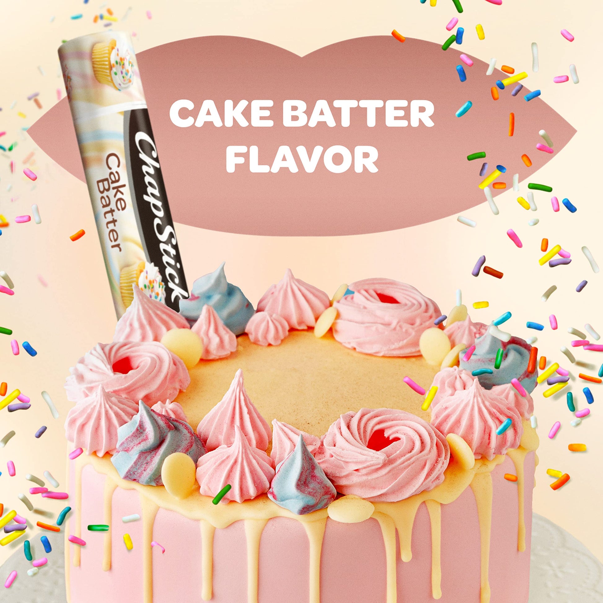 ChapStick Classic (3 Sticks) Cake Batter Flavor Skin Protectant Flavored Lip Balm Tube, Limited Edition, 0.15 Ounce Each