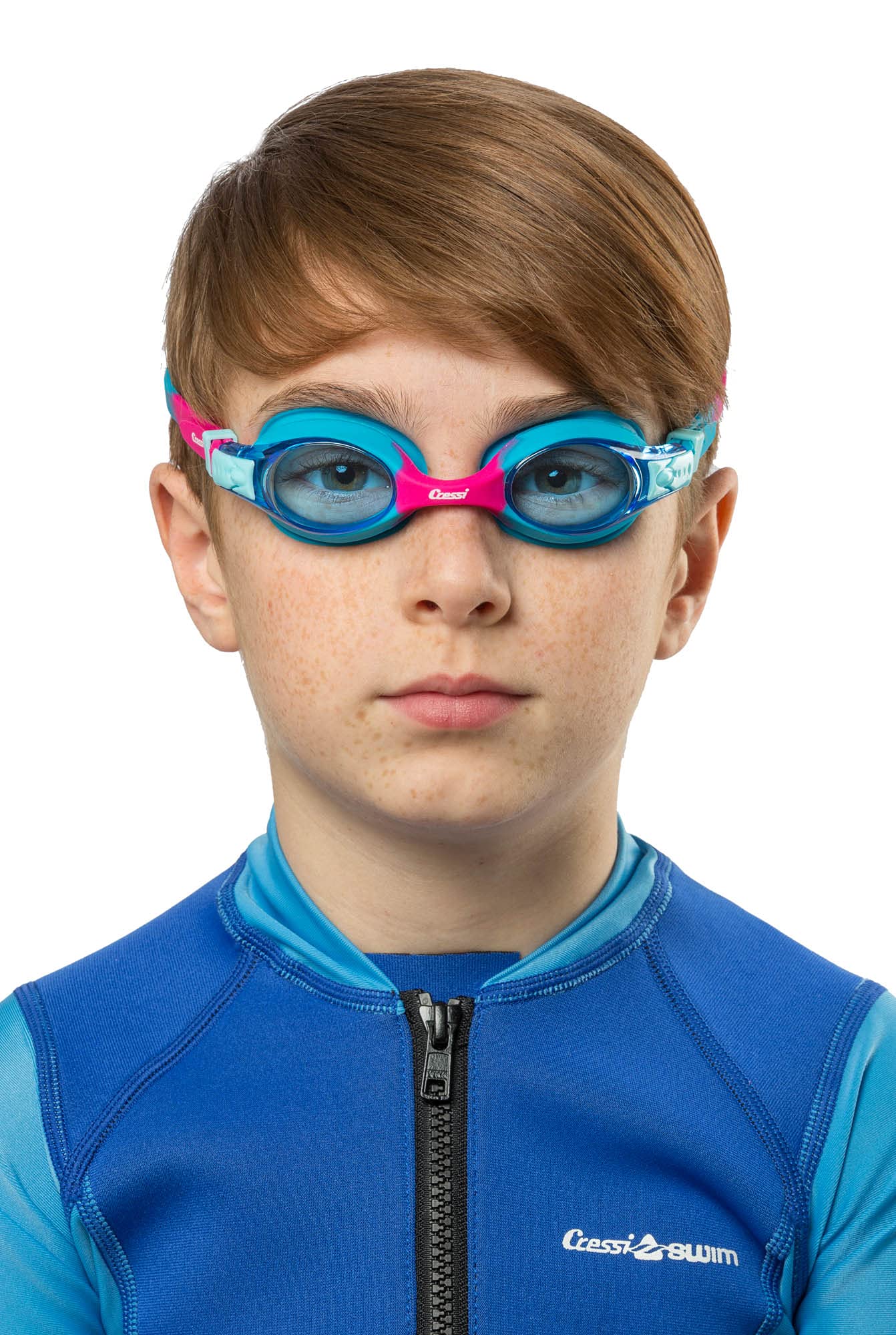 Cressi Dolphin 2.0, Azure/Rosado, Clear Lens, Goggles De Natación Juventud Unisex, Talla Única