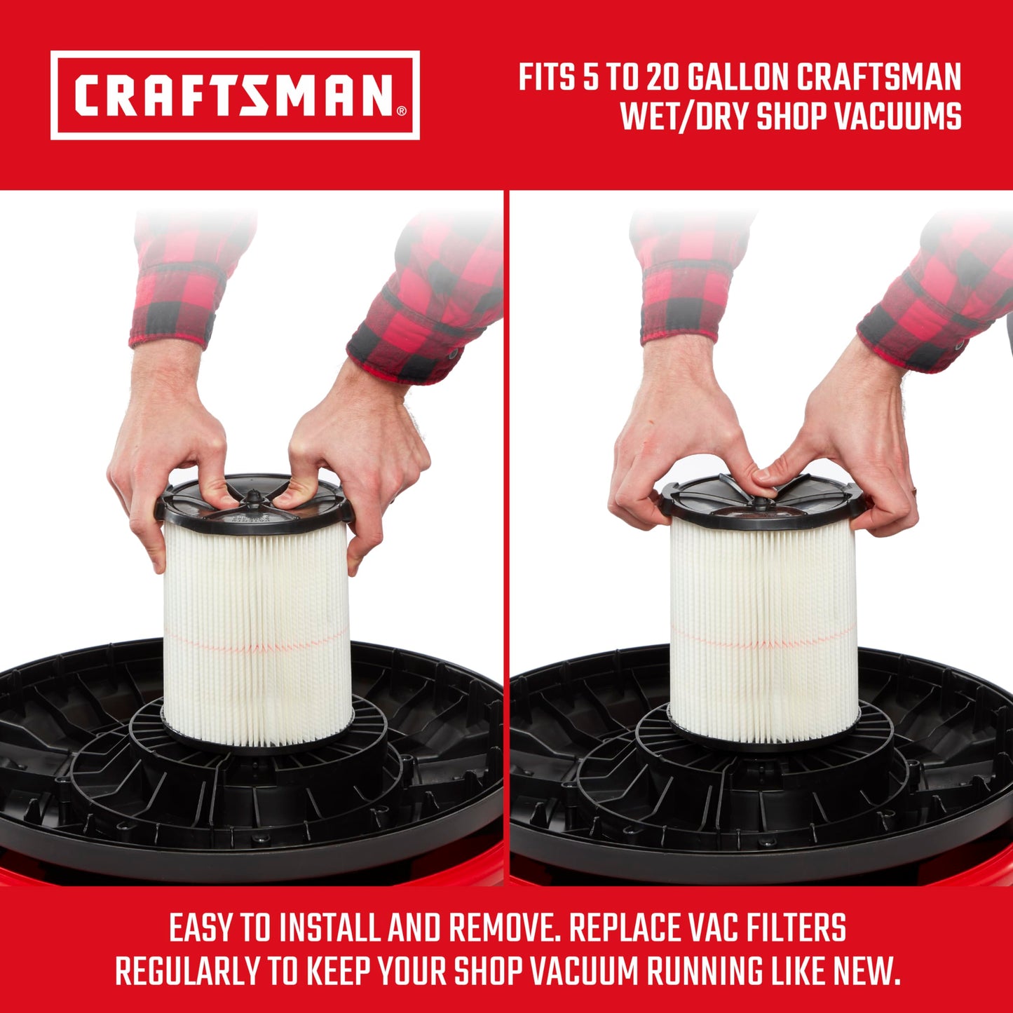 CRAFTSMAN CMXZVBE38754 Filtro de repuesto para aspiradoras de tienda de 5 a 20 galones
