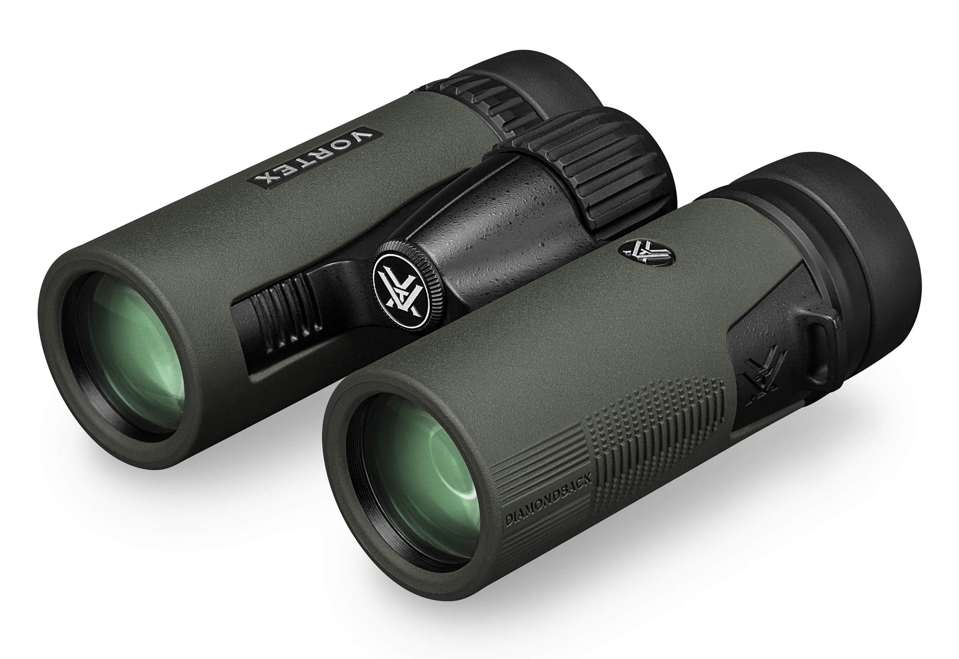 Binoculares Vortex Optics Diamondback HD 8 x 32 Verde con Sistema Óptico HD y Agarre Antideslizante para Hombre