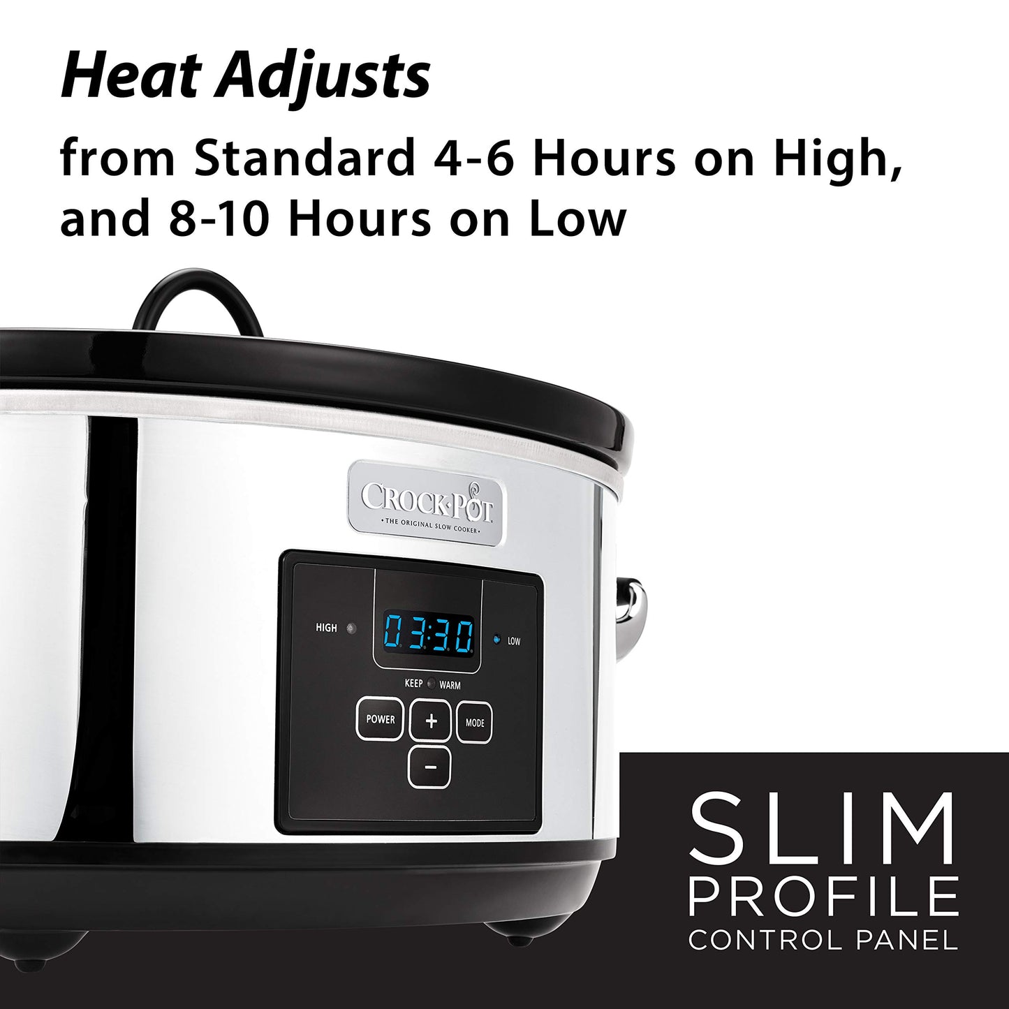 Crock-Pot - Olla de cocción lenta programable de 7 cuartos con temporizador digital, calentador de alimentos, platino pulido, perfecta para comidas diarias y entretenimiento