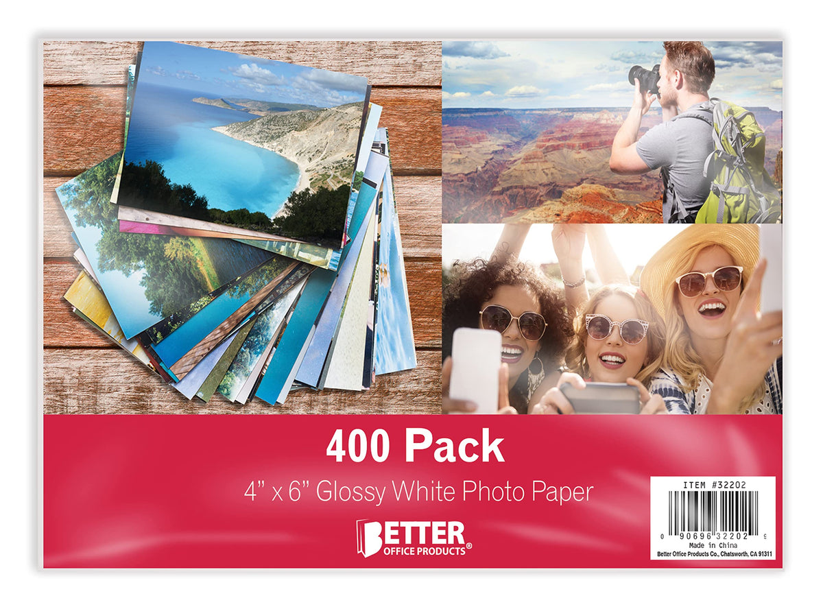 Papel Fotográfico Better Office Products Brillante Alta Calidad 10.16 x 15.24 cm 200 g/m² Paquete 400 Hojas