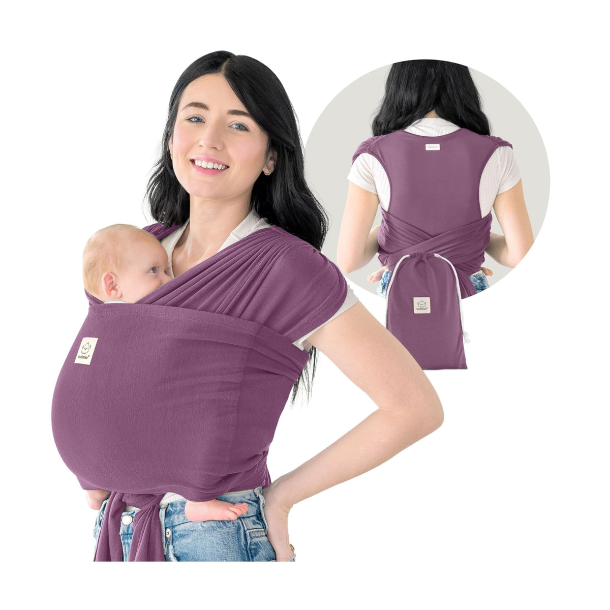 KeaBabies Portabebés D-Lite - Envoltura para bebé, fácil de llevar, ajustable, portabebés recién nacido a niño, portabebés portabebés para bebé, portabebés (malva oscuro)