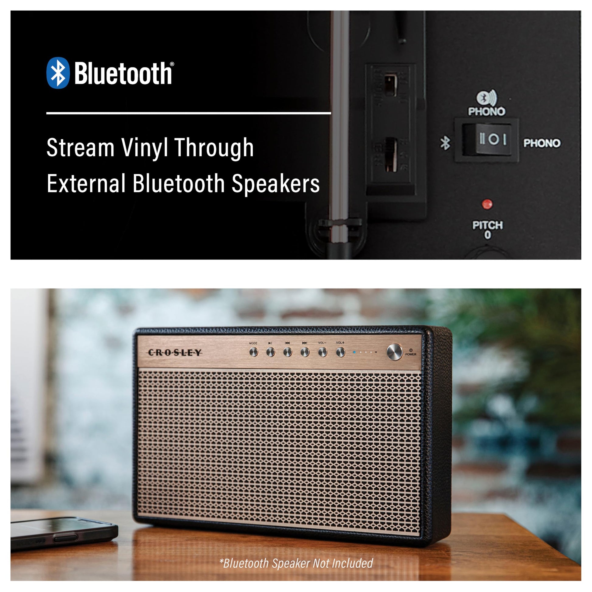 Crosley CR8017B-DU Voyager - Tocadiscos de Vinilo portátil clásico con Entrada y Salida Bluetooth y Altavoces Integrados, Dune