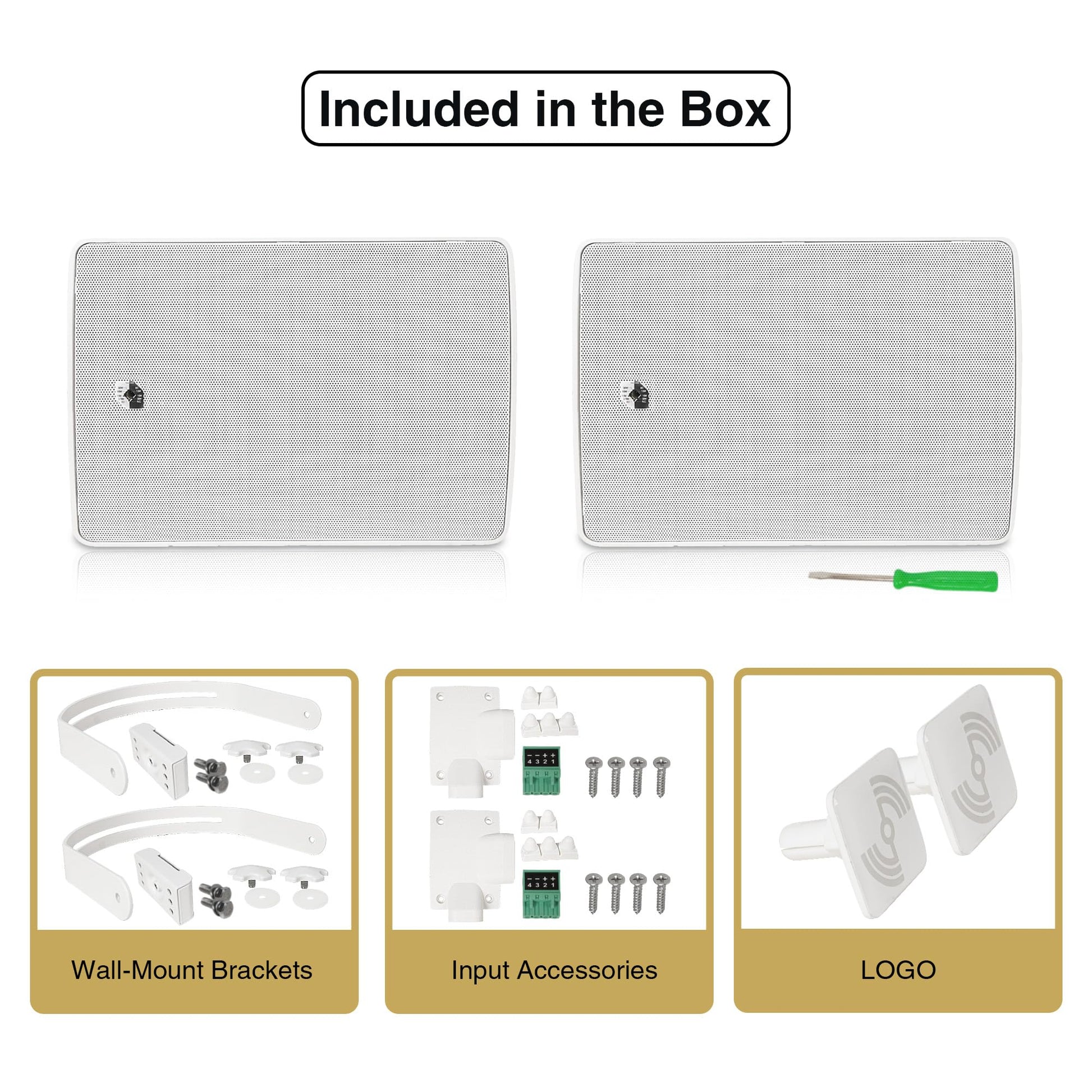 Sound Town - Par de altavoces de montaje en superficie resistente a la intemperie de 8 pulgadas, interiores y exteriores, 70 V/100 V/8 ohmios, para instalación doméstica y comercial, blanco (TARVOS-8 W PAIR)