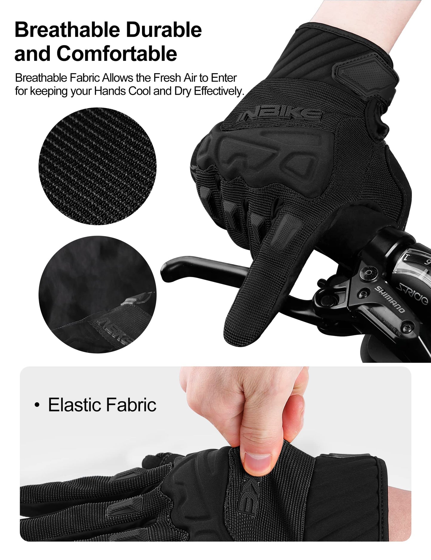 INBIKE - Guantes de bicicleta de montaña para hombre, protectores de nudillos, acolchados para hombre, transpirables, para MTB, motocross, carreras, Dirtbike