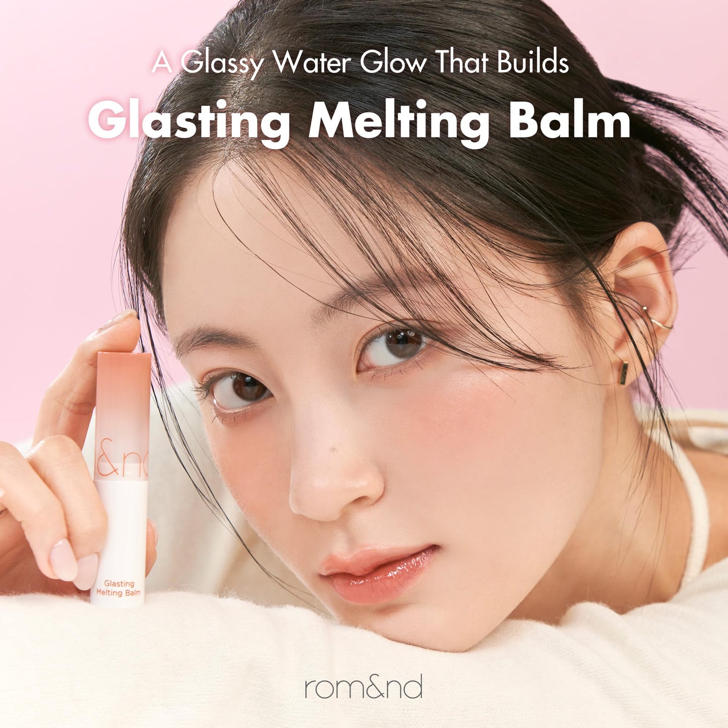 rom&nd GLASTING MELTING BALM 08 CORALIA - Hydrating Lip Gloss Balm for Juicy, Plump, & Vivid Coral Shine