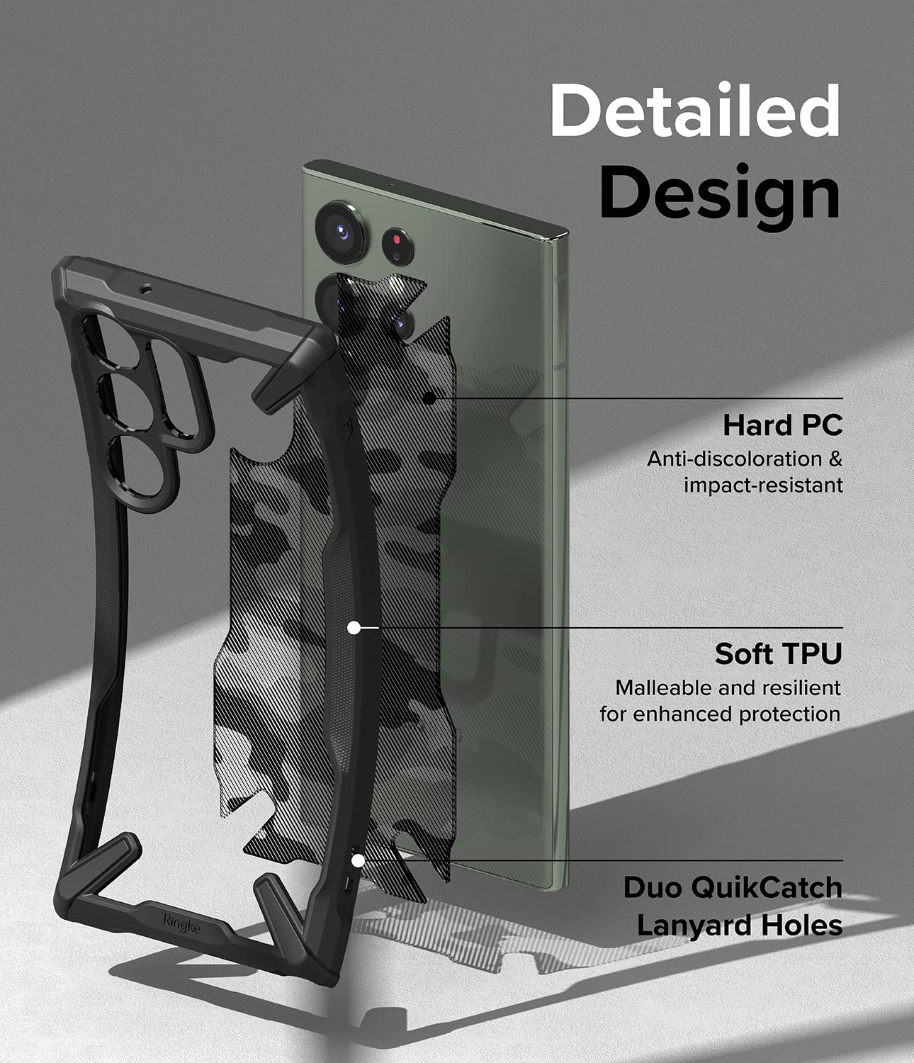 Funda Ringke Fusion X Samsung Galaxy S23 Ultra Camo Black Resistente Impactos TPU PC