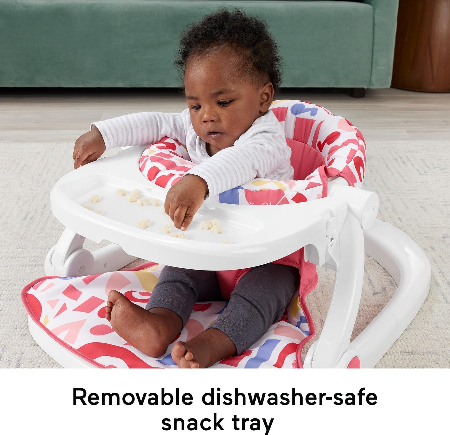 Fisher-Price - Silla portátil para bebé, asiento de lujo para sentarse con piano y bandeja de aperitivos para bebés y niños pequeños