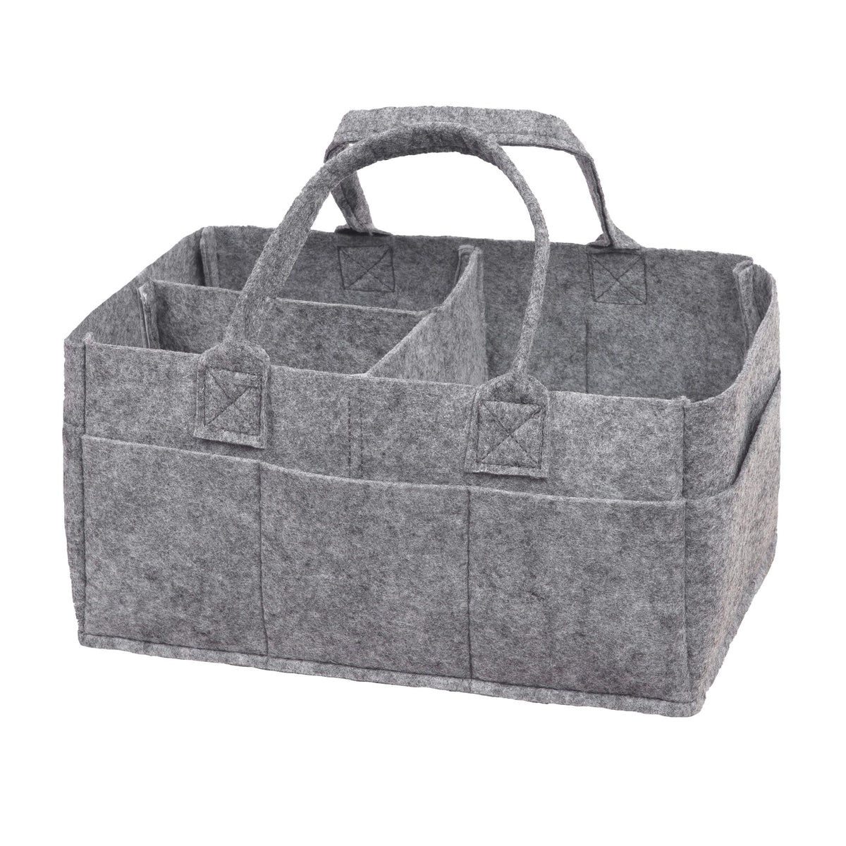 Sammy & Lou - Organizador plegable de fieltro gris claro, diseño dividido para mantener organizados pañales, toallitas y artículos cambiantes, dos asas, 12 x 6 x 8 pulgadas