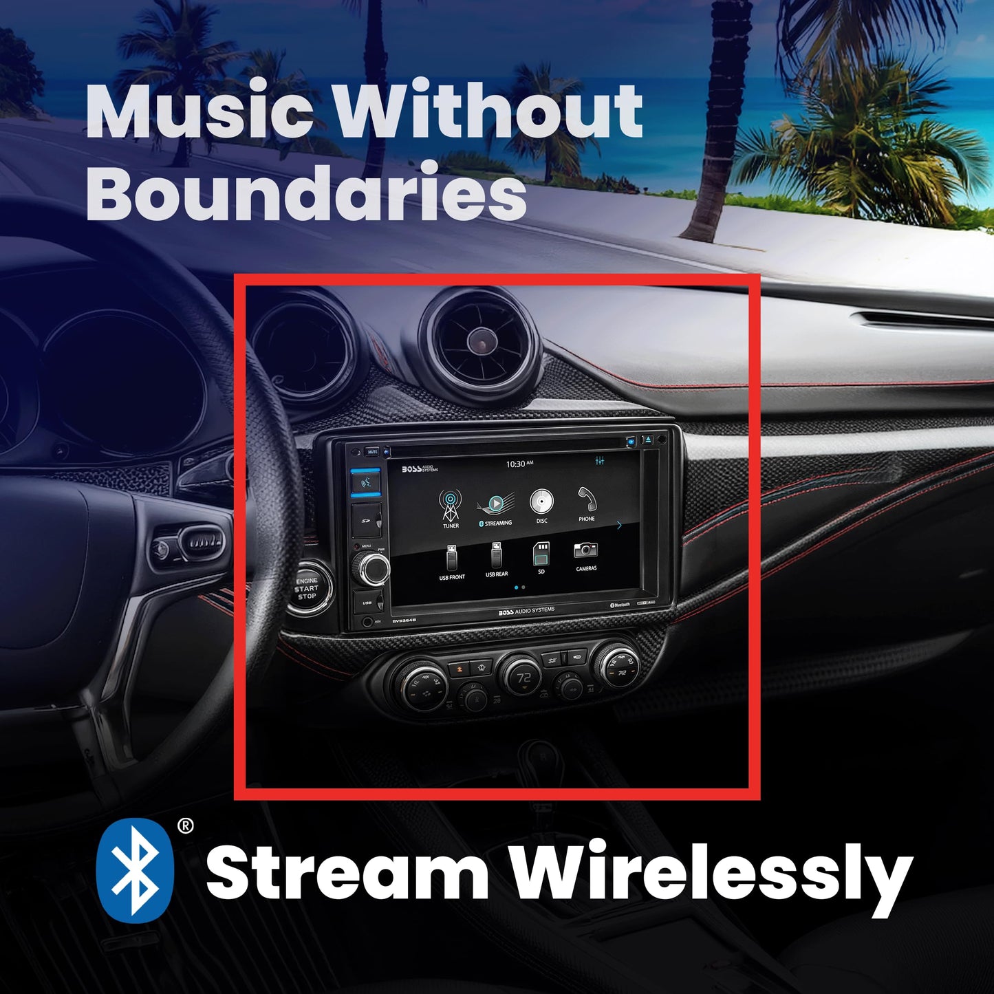 Boss Audio BV9364B - Bluetooth Activado, In-Dash, Double DIN, DVD/MP3/CD /Receptor AM/FM, con una pantalla ancha de 6.2", Touchscreen, Monitor Digital TFT