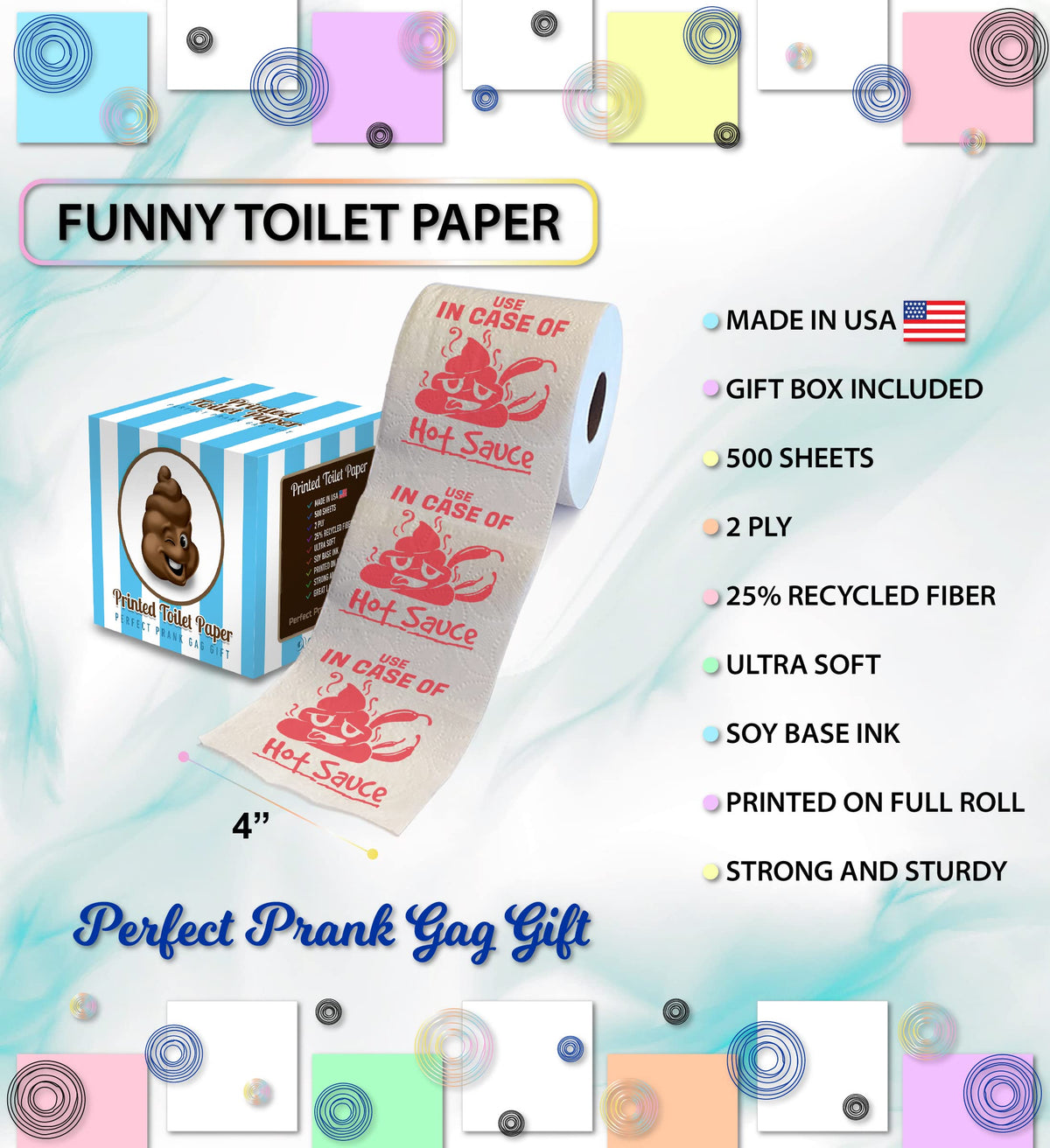 Papel Higiénico Impreso Divertido para Decoración de Baño y Regalo Novedoso 500 Hojas
