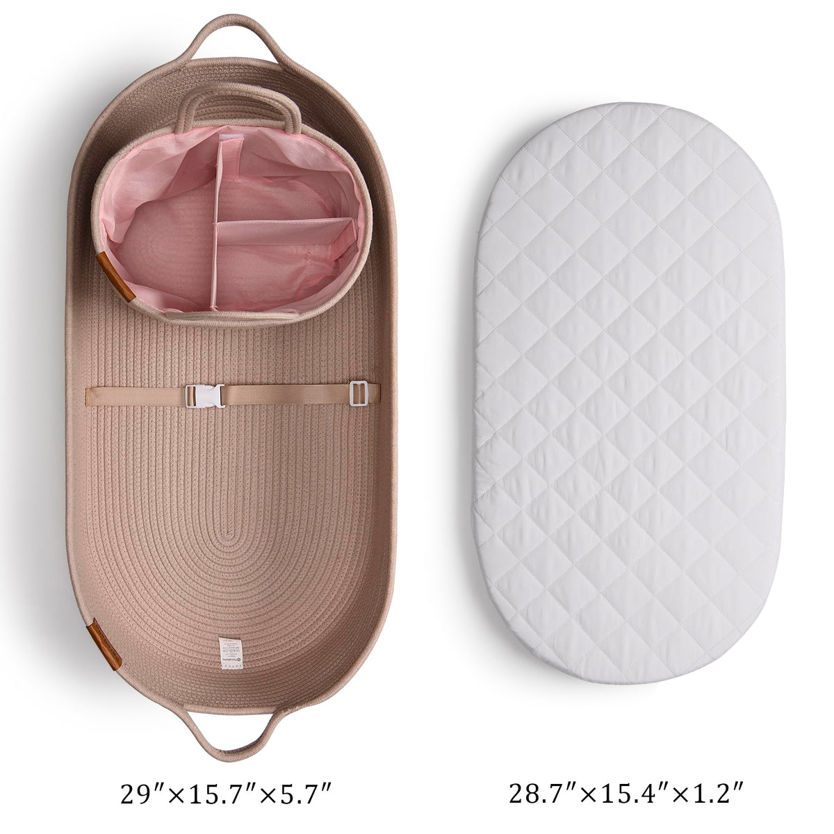 PeraBella Cesta cambiadora para bebé (rosa polvoriento)