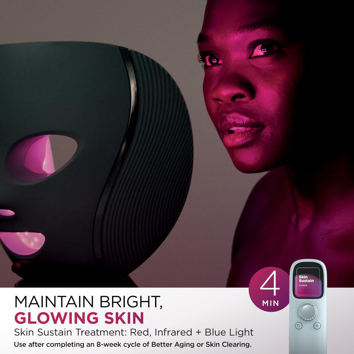 Shark Cryoglow - Máscara facial LED con refrigeración debajo de los ojos, reparación de manchas antienvejecimiento, LED, terapia de luz infrarroja, USB-C, control remoto, bolsa de almacenamiento