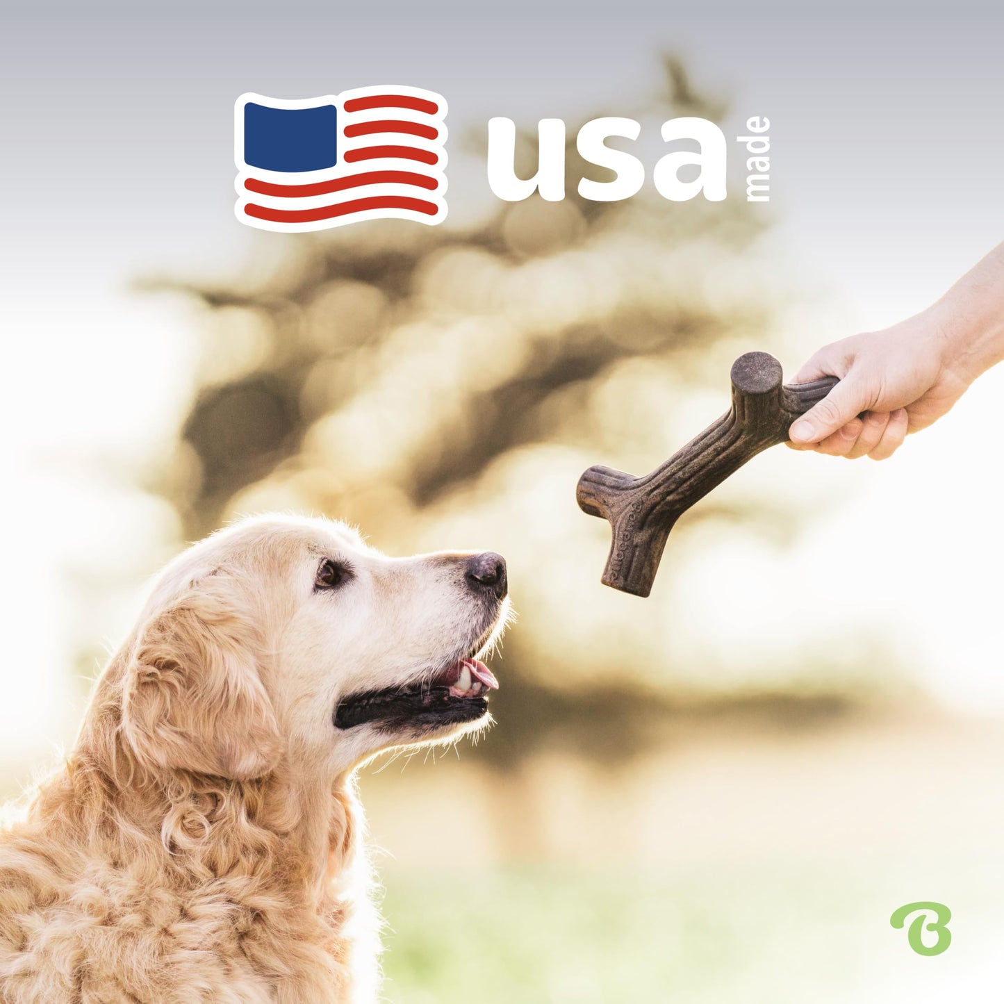 Benebone Bacon Stick - Juguete masticable de Madera Real Duradero para Perro, Fabricado en Estados Unidos, pequeño