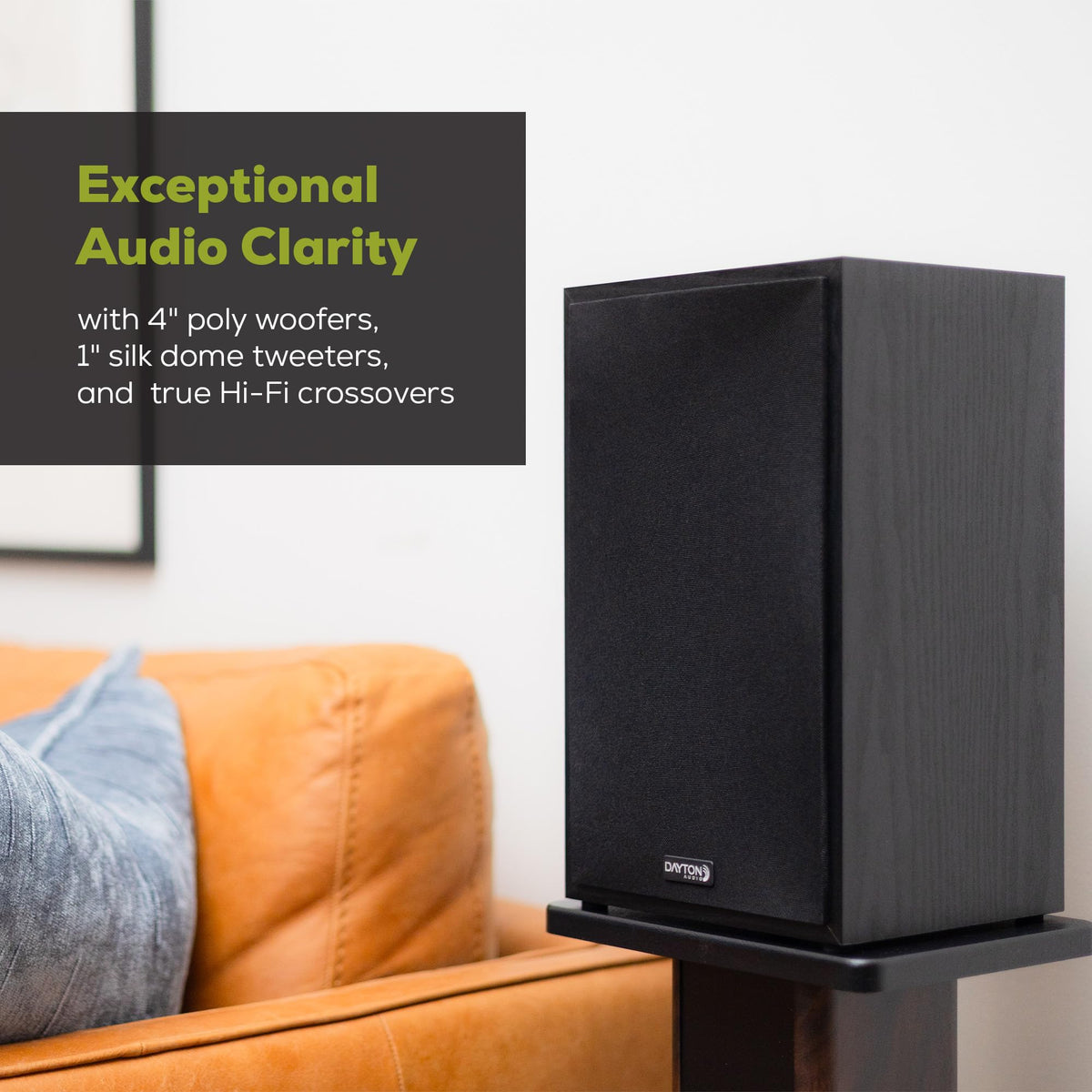 Par de Altavoces Amplificados Dayton Audio Negro 6.5 Pulgadas Bluetooth para Estantería