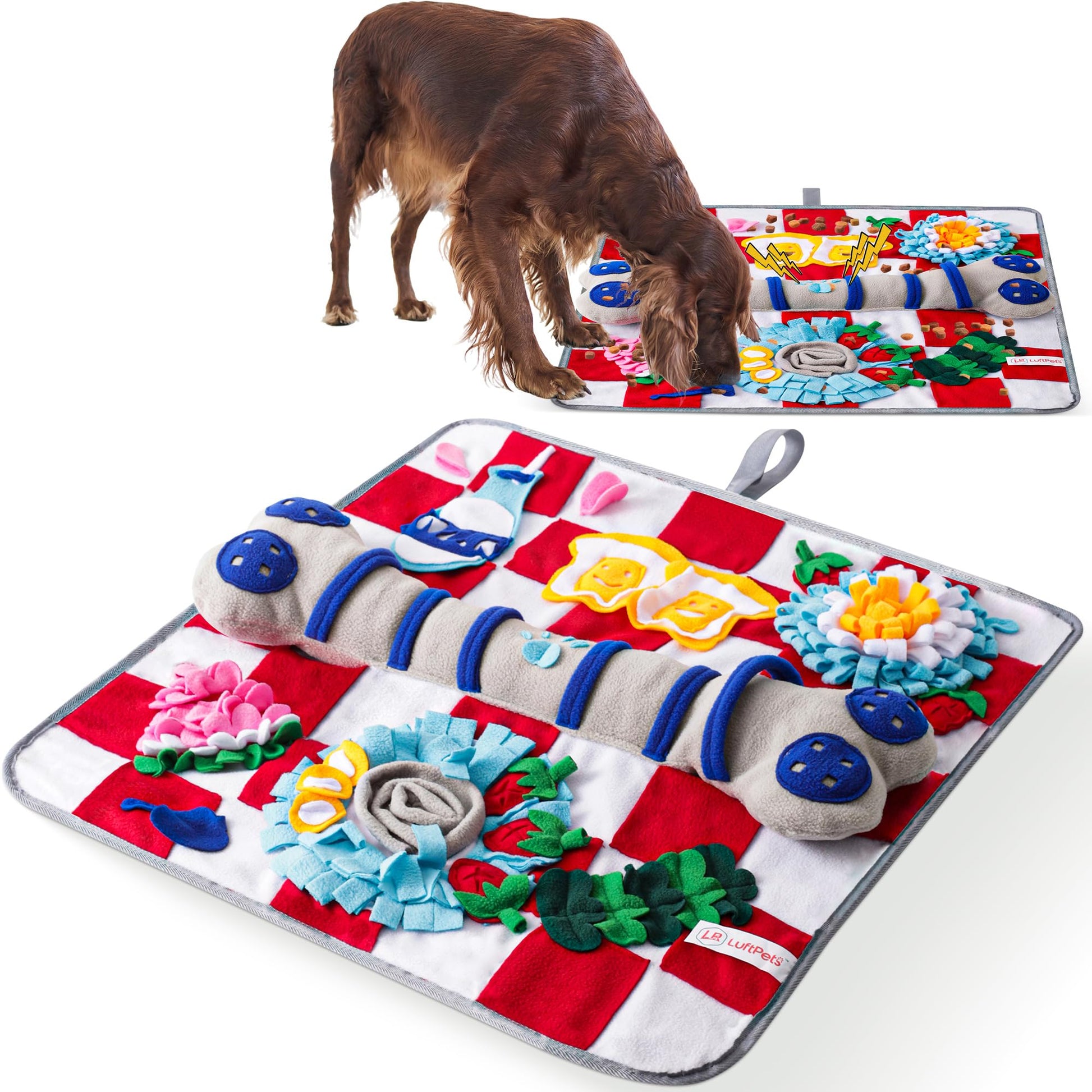 LUFTPETS Alfombrilla para olfatear para Perros de Razas Grandes (Hueso), Juguetes de enriquecimiento para Perros Que chirrían y Alfombrilla para olfatear, Mantiene a Las Mascotas ocupadas, ralentiza