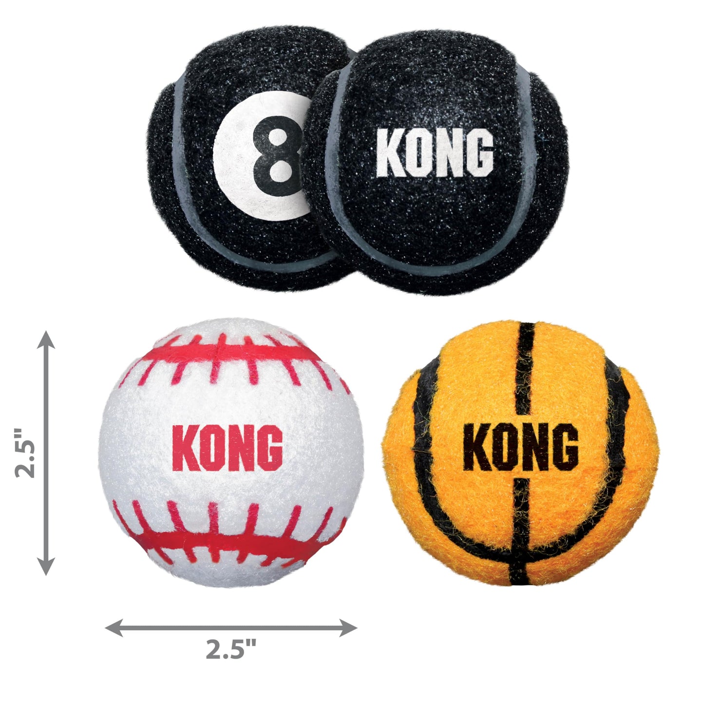 Kong Sport Balls Paquete de 3 Pelotas para Perro, Medianas, variadas