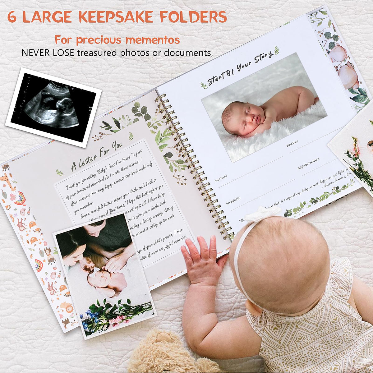 Libro de Recuerdos Little Miracle Blanco 248 Páginas Unisex para Padres Nuevos