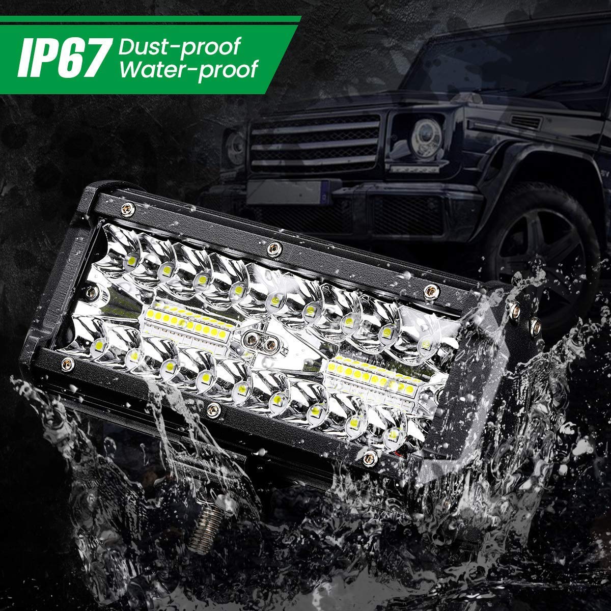 Barra de luz LED de 7IN,120W 24000lm,todoterreno luces de conducción,cápsulas LED con haz combinado de inundación puntual,luces de trabajo LED impermeables para UTV ATV Jeep camión barco, 2PCS