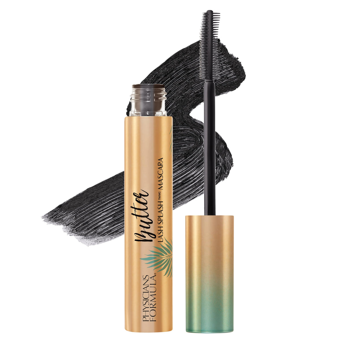 Physicians Formula Butter Lash Splash - Máscara impermeable, fórmula para construir con mantequilla de Murumuru y queratina fortalecedora de pestañas, proporciona volumen completo, elevación