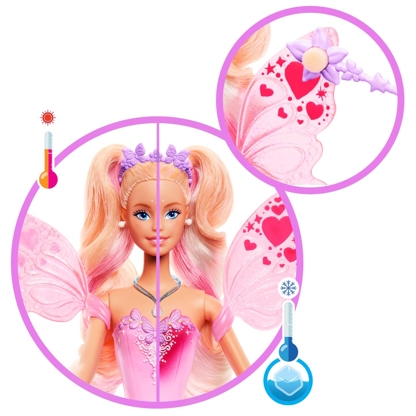 Barbie Muñeca Hada Colores Mágicos para niñas de 3 años en adelante