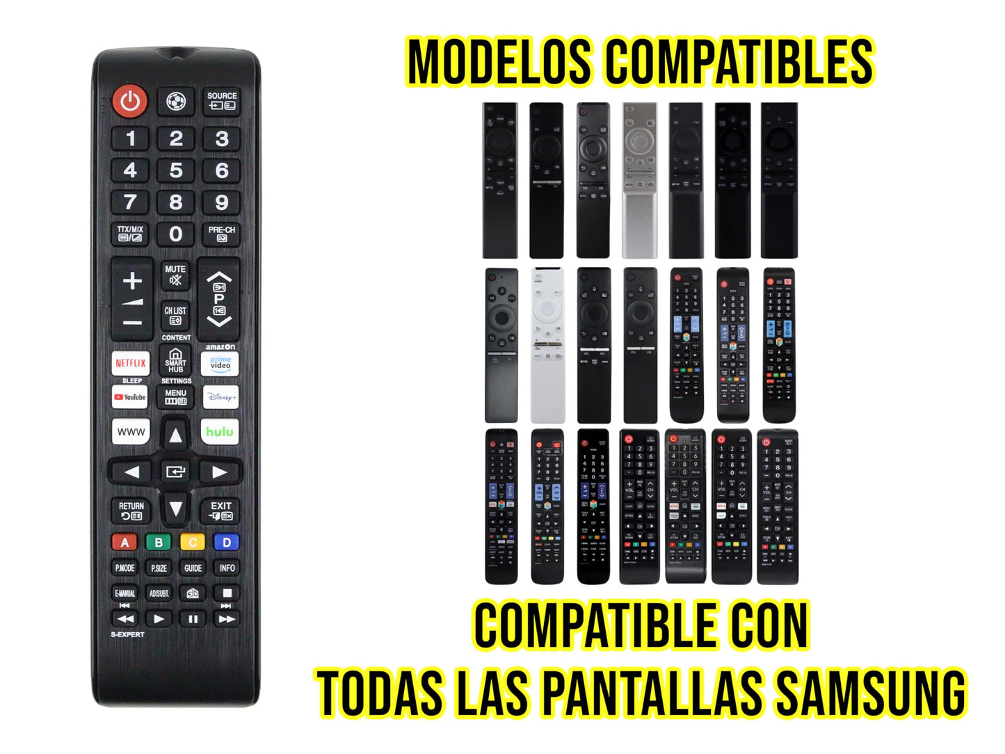 CONTROL EXPERT - Control Remoto Compatible con Samsung HDTV LED Smart TV Universal de televisión para la Mayoría de los Televisores LCD, LED, Plasma Bajo Sin Programación