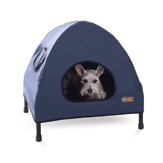 Cama Elevada para Perro K&H Azul Marino con Casa