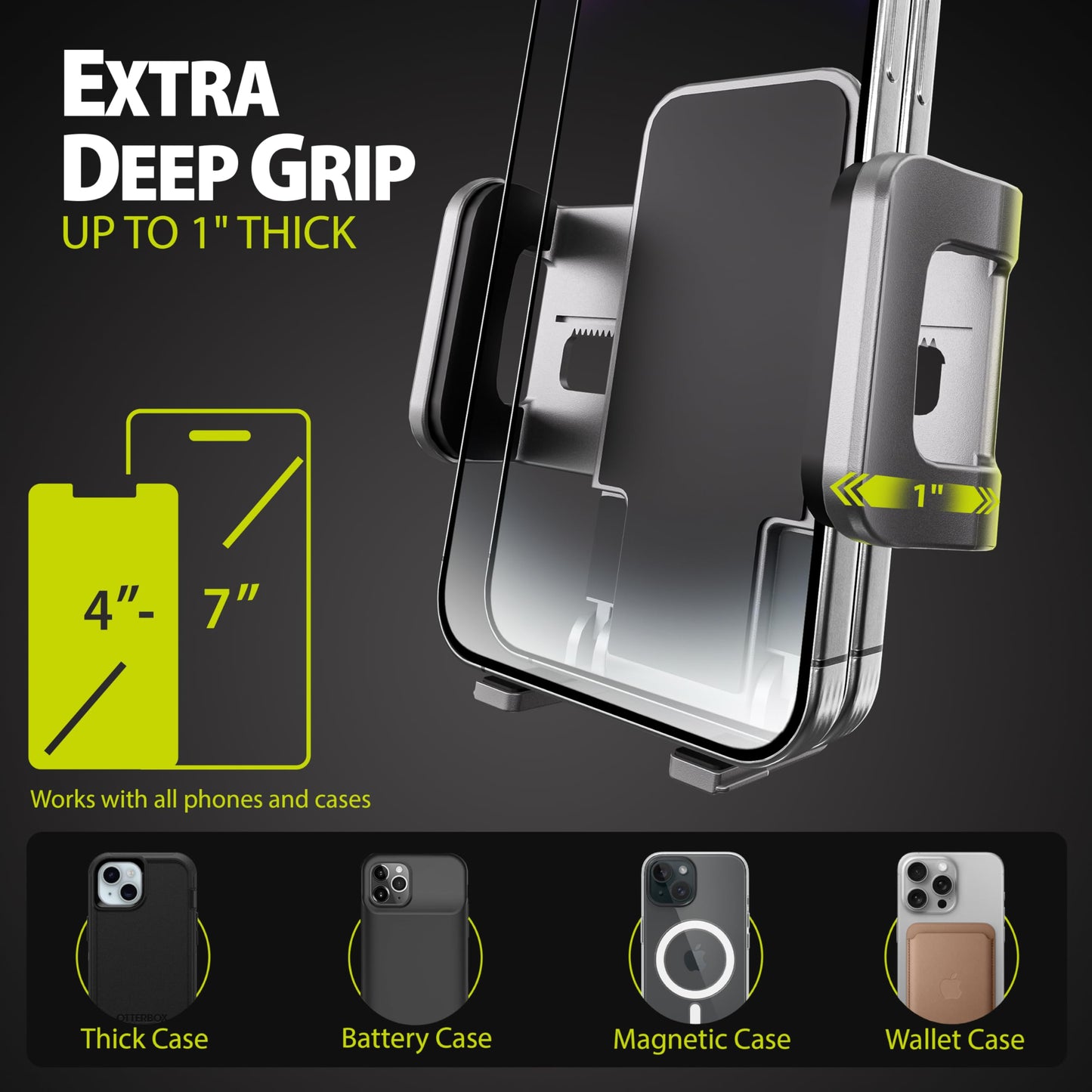 Bracketron - Soporte Universal para Coche TekGrip, Compatible con iPhone X 8 Plus 7 SE 6S 6 5S 5 Samsung Galaxy S9 S8 S7 S6 S5 Note Google Pixel 2 XL LG Nexus Sony Nokia BT1-661-2, Negro