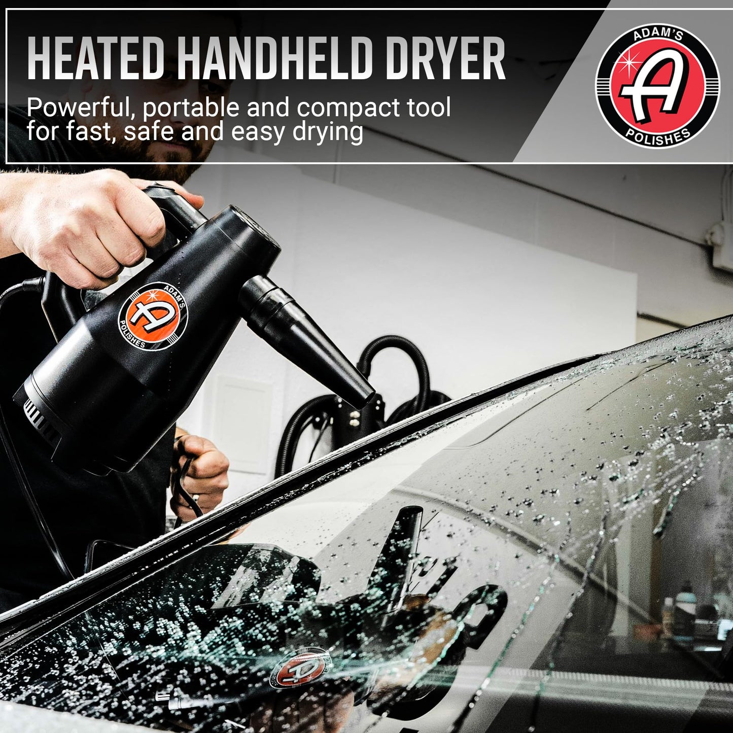 Cañón de Aire Adam's Mini Negro de Alta Potencia para Secado de Lavado de Coche