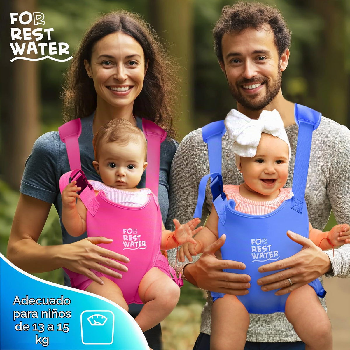 Portabebés para agua de descanso – Eslinga ergonómica de neopreno de alta calidad para diversión en agua y tierra cálida y segura (4-24 meses) – Arnés ajustable para bebés y niños pequeños (Pink)