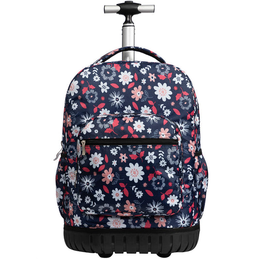Mochila Rodante SKYMOVE Margaritas con Múltiples Compartimentos para Libros y Portátil